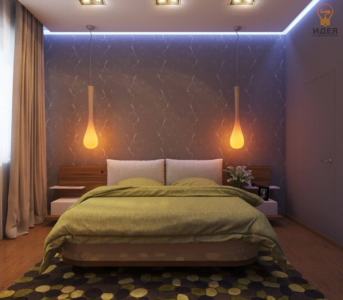 светодиодная лента в спальне над кроватью