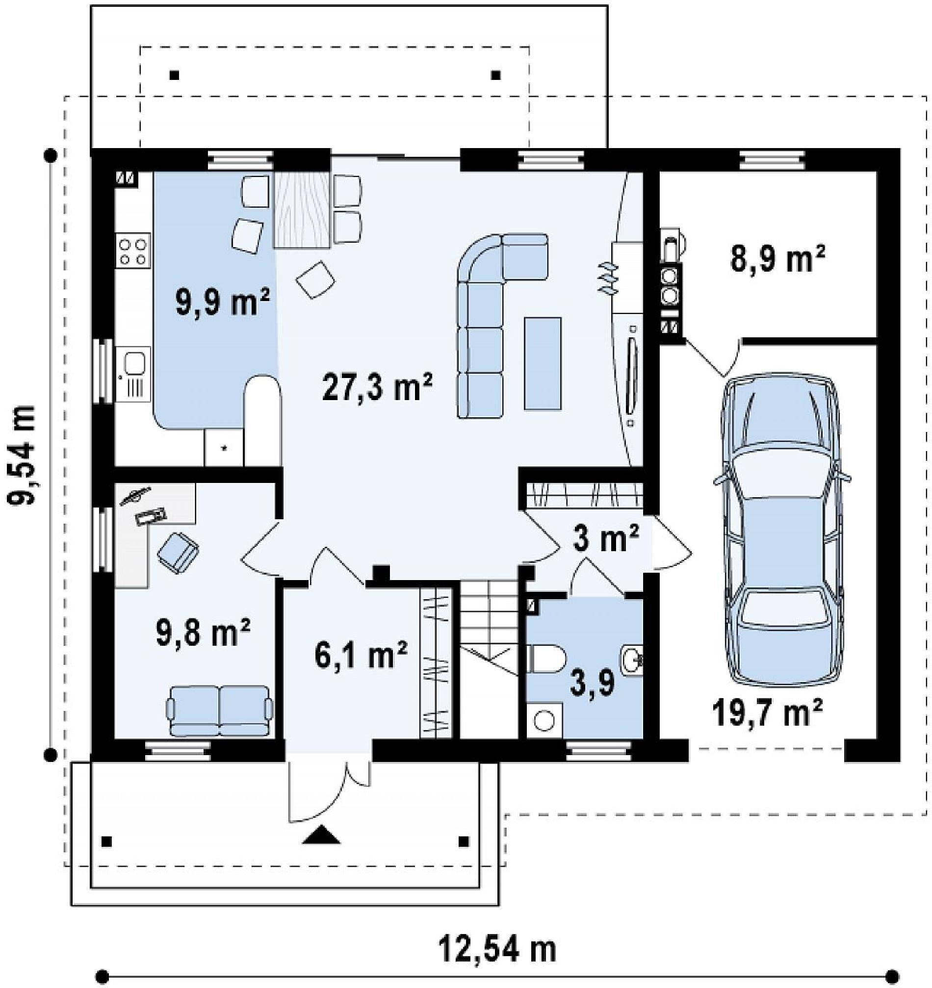 Проекты одноэтажных домов с гаражом для авто и самыми удобными планировками