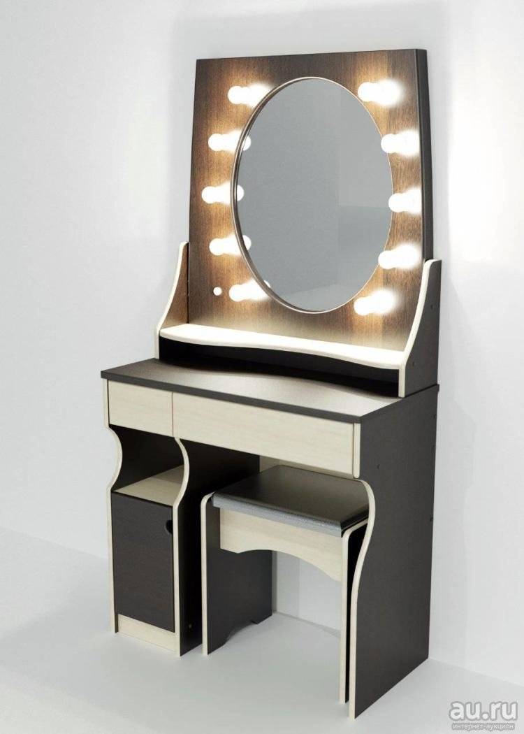Туалетный столик с зеркалом с подсветкой: высота, размеры (70 фото)