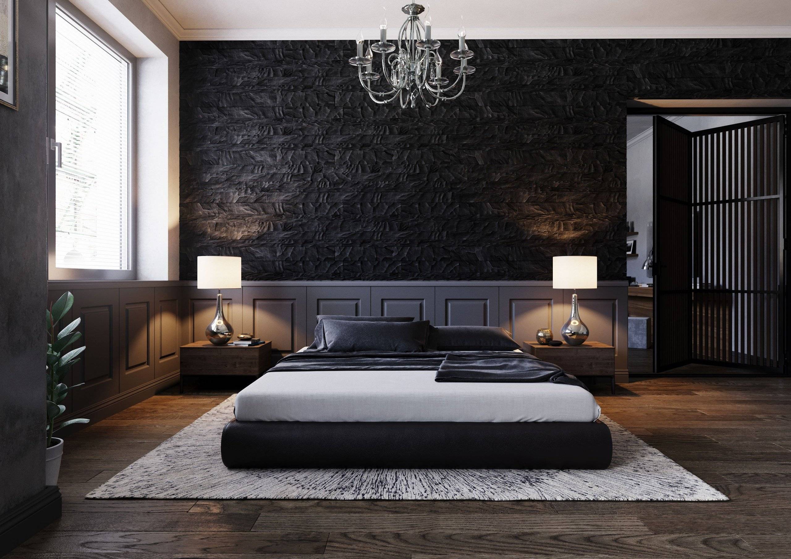 Черная стена, комната в черно белом стиле и дизайн гостиной: сочетание черного цвета с другими цветами в интерьере
 - 38 фото