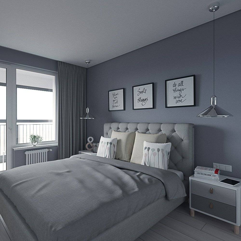 стиль комнаты с серыми обоями