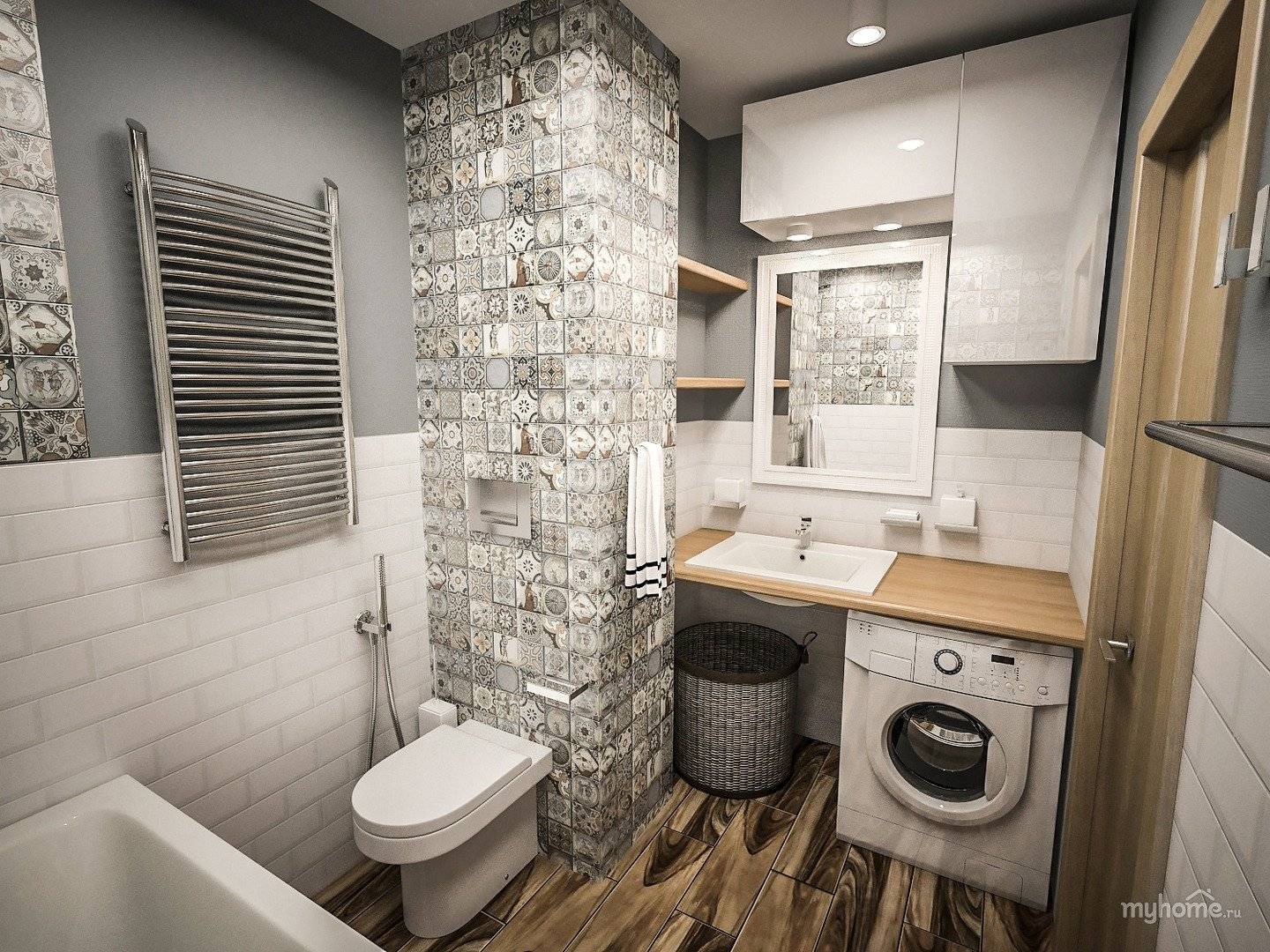 Дизайн ванной комнаты в хрущевке (70 фото)