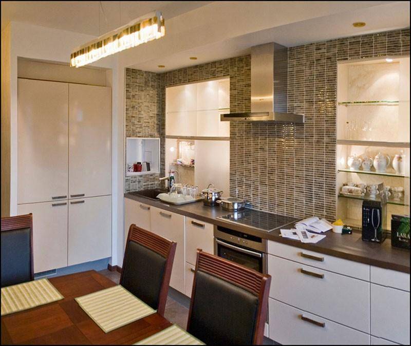 Ниша в стене на кухне (40 фото): дизайн помещения с серой панелью в панельном доме
