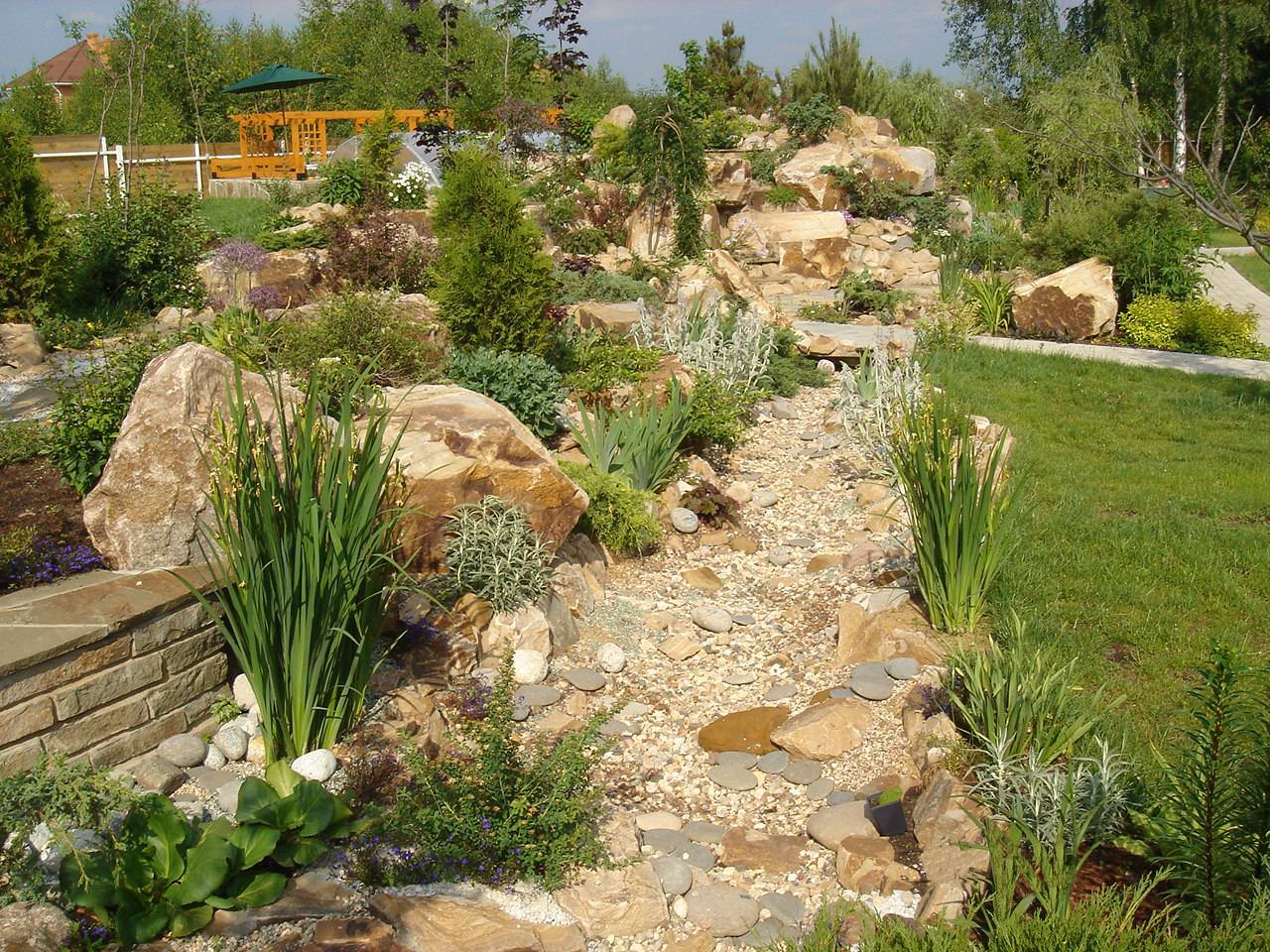 Сухой ручей в ландшафтном дизайне фото. Каменистый сад ЗЛАТОЛИ. Каменистый ручей в саду. Сухой ручей. Сухой ручей в ландшафтном.