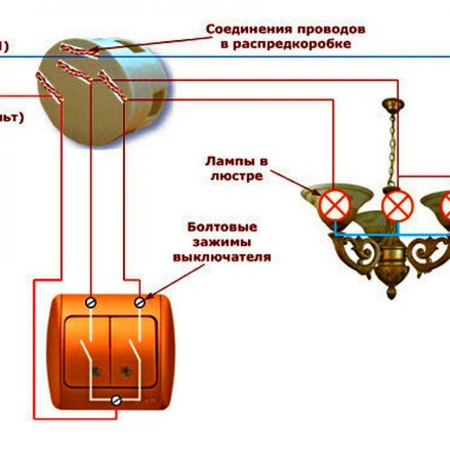 Как подключить люстру к выключателю