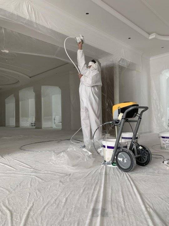 Покраска краскопультом стен, потолка, древесины: подготовка краски и технология работ