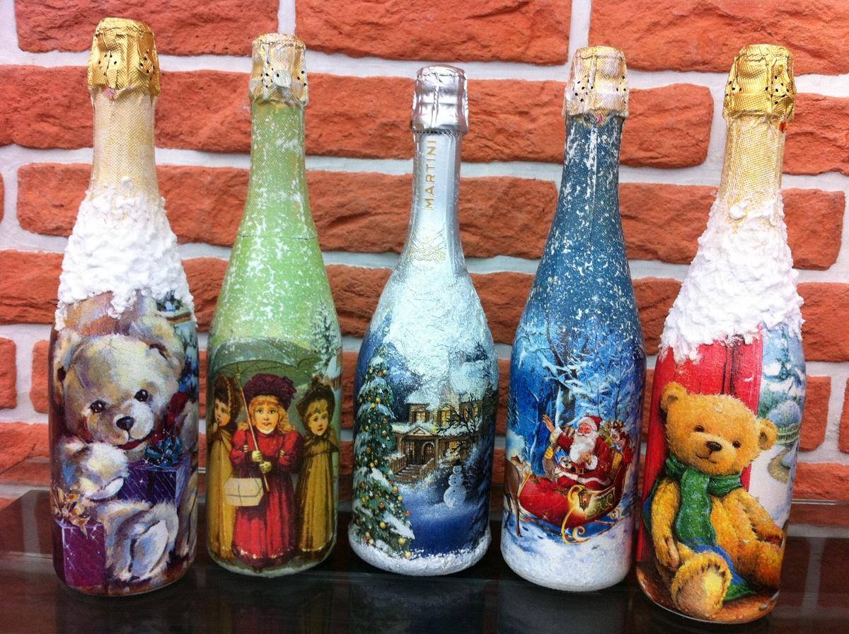 Оригинальный декупаж бутылок своими руками — пошаговый мастер-класс с фото примерами