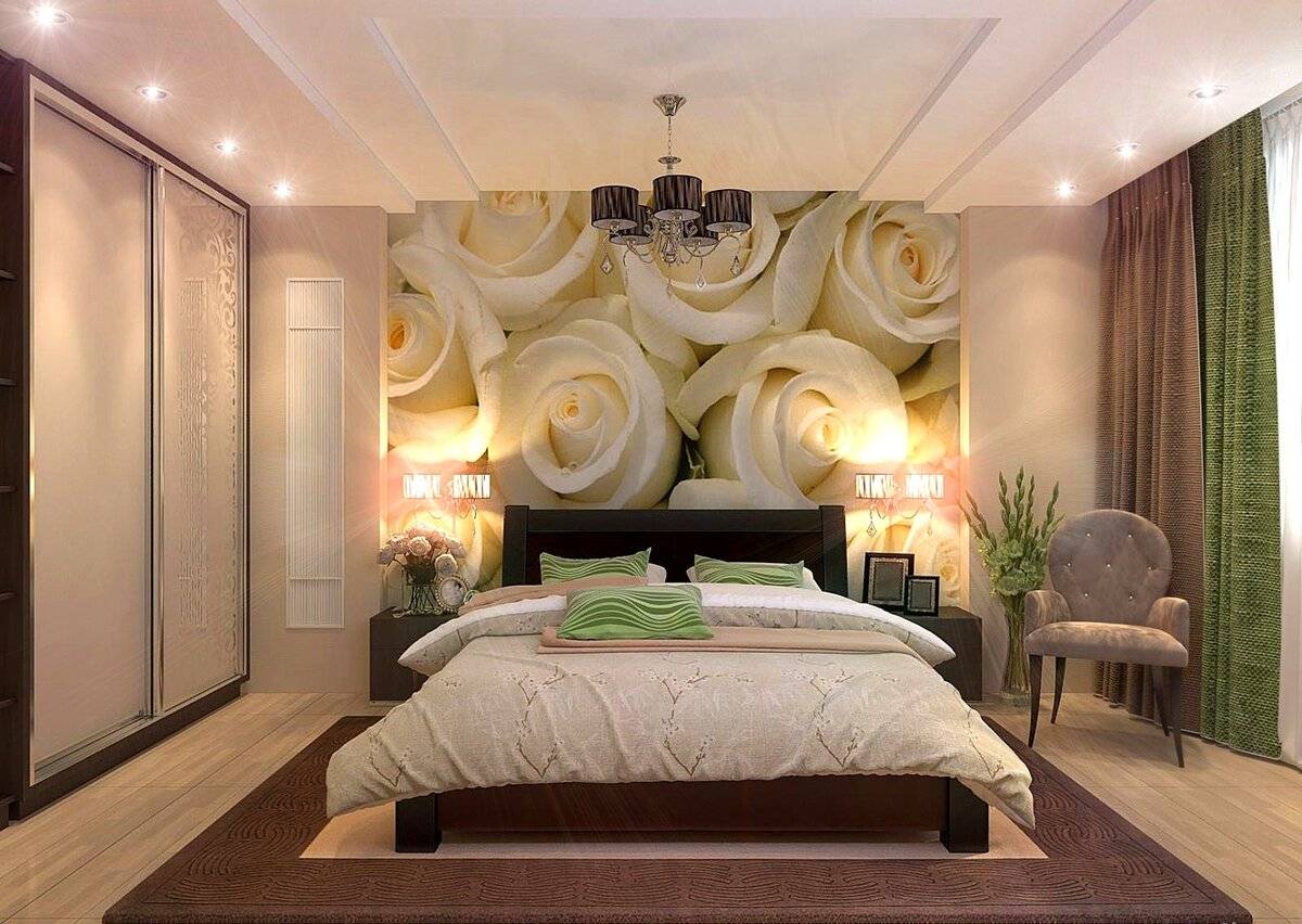 Обои в спальню — 170 фото красивых идей применения обоев на стенах и потолке спальной комнаты