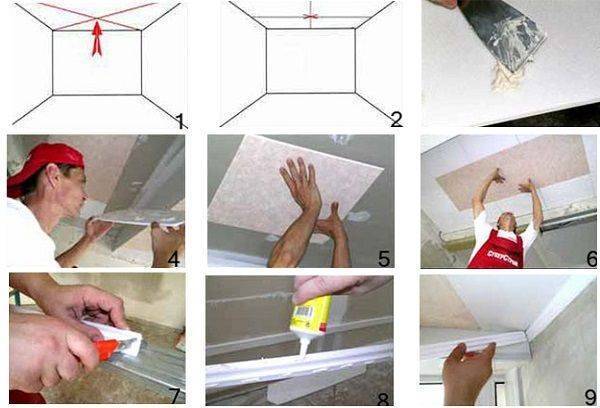Как клеить потолочную плитку и правильная укладка на потолок разными способами