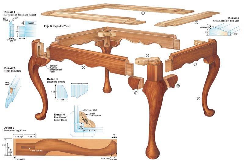 Чертежи мебели из дерева