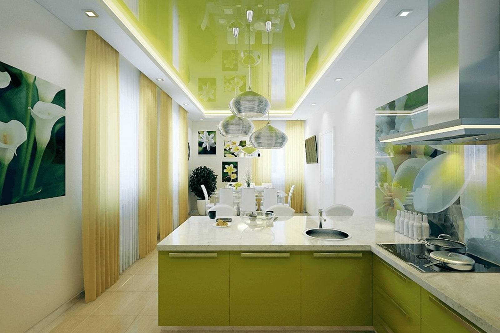 Потолок зеленого цвета: 60+ фото, лучшие идеи в матовом или глянцевом оформлении