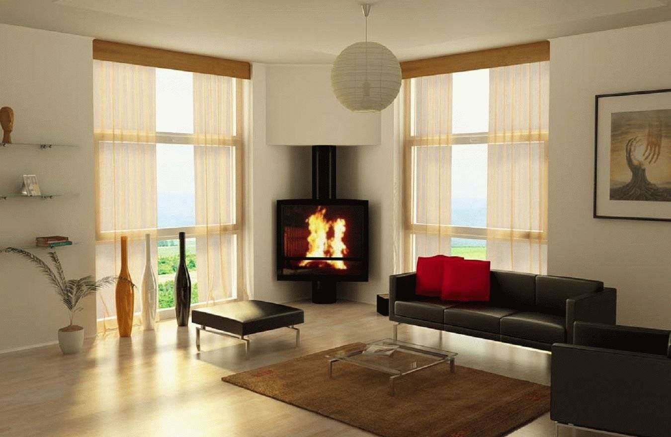 Дизайн гостиной с двумя окнами — фото интерьеров