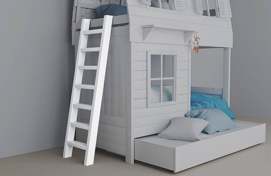 Лестница для чердака-кровати: особенности двухъярусной конструкции с ящиками (фото и видео)