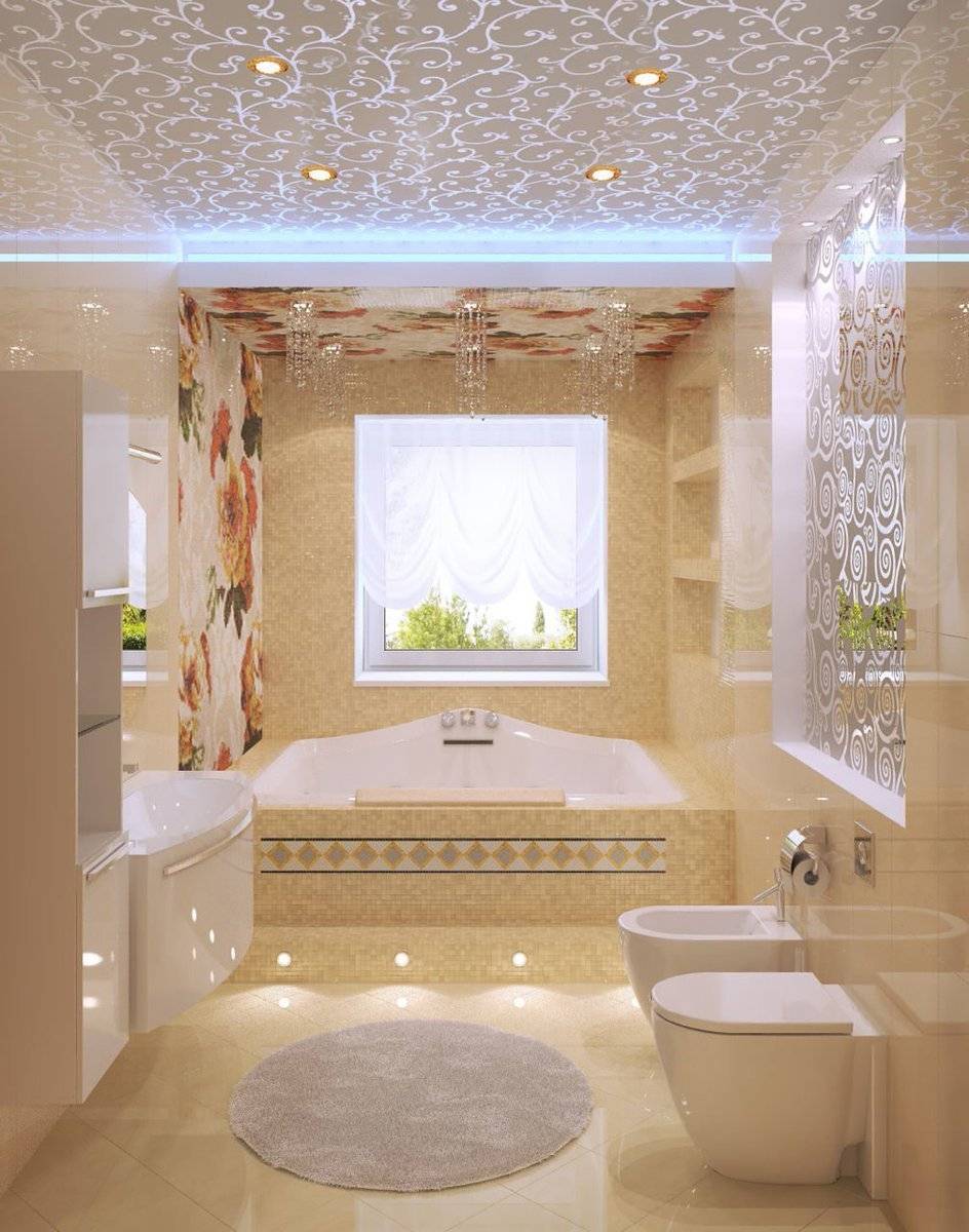 Какой потолок сделать в ванной комнате ? примеры с фото