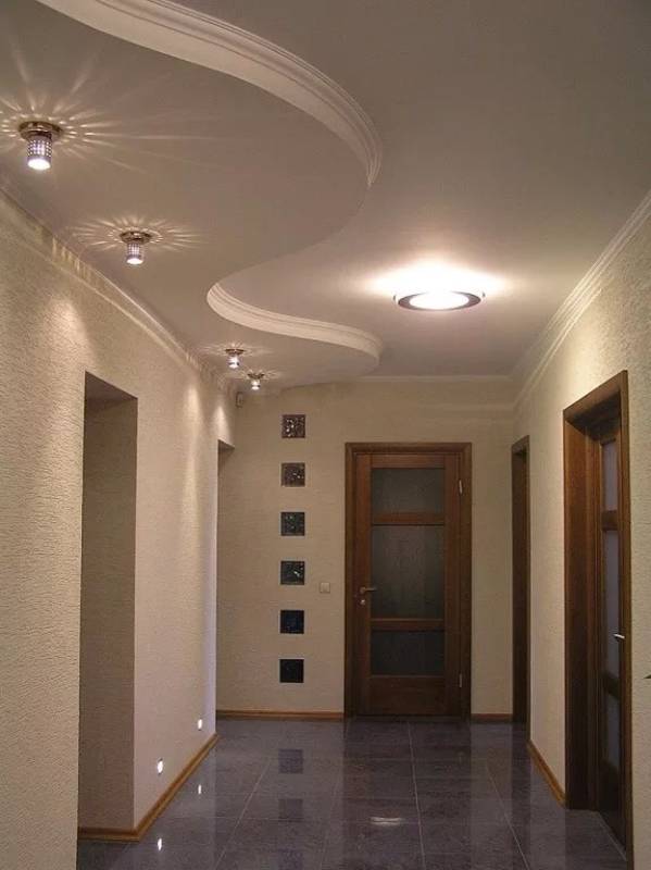 Двухуровневые потолки из гипсокартона для гостиной своими руками с фото