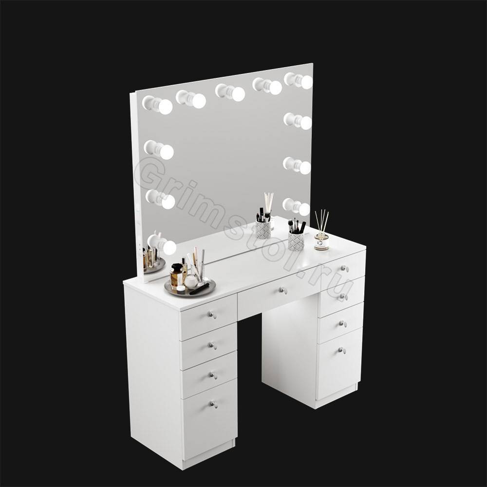 Туалетный столик с зеркалом с подсветкой — высота, размеры (70 фото)