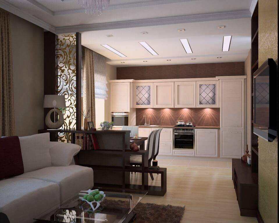 Современный дизайн кухни-гостиной 30 кв. м: планировка и фото интерьера