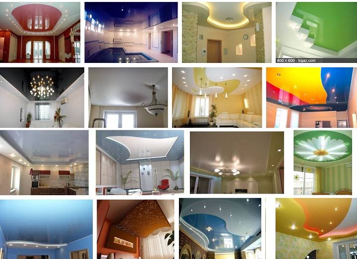 Дизайн натяжных потолков в гостиной: 77 фото идей