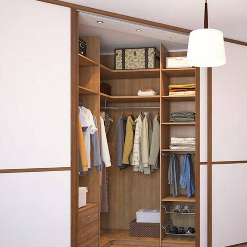 Угловая гардеробная в спальню: фото шкафа своими руками, дизайн и планировка