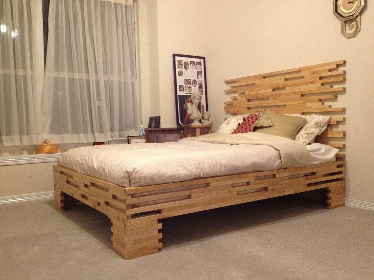 Двуспальная кровать своими руками: чертежи, схемы и фото, и как самому сделать из дерева, и как построить с подъемным механизмом?