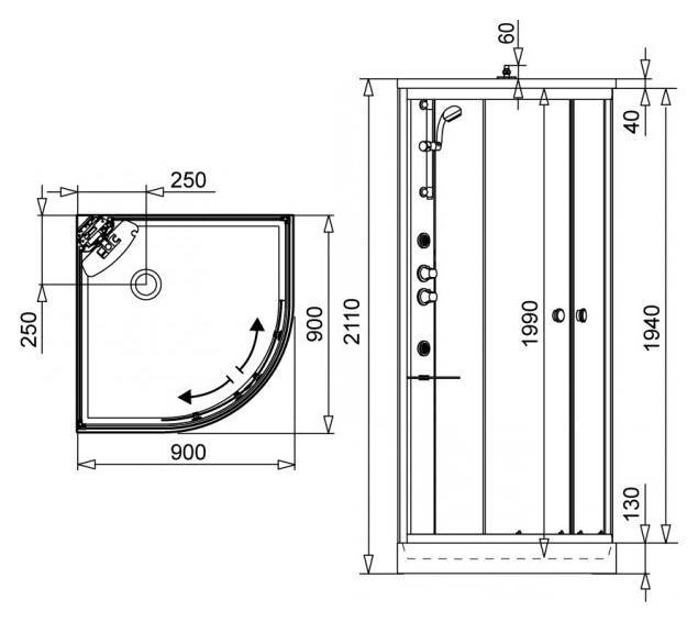 Размеры душевых кабинок: стандартные размеры, размеры угловых душевых кабин