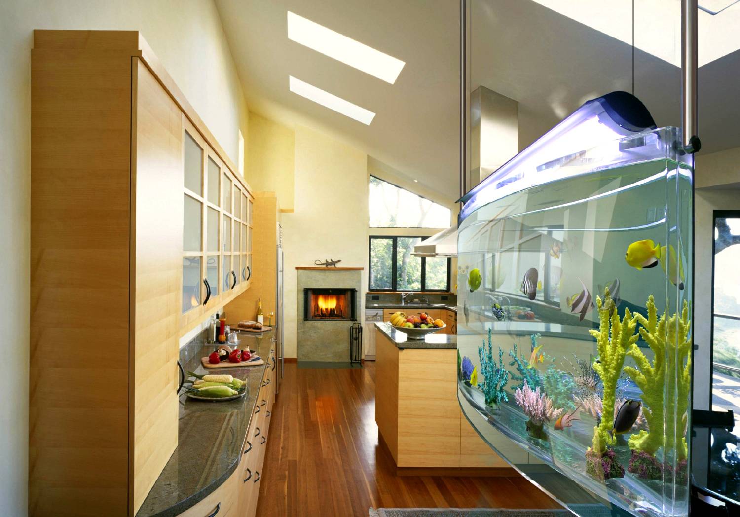 Круглый аквариум в интерьере — как использовать в качестве элемента дизайна? (70 фото)
