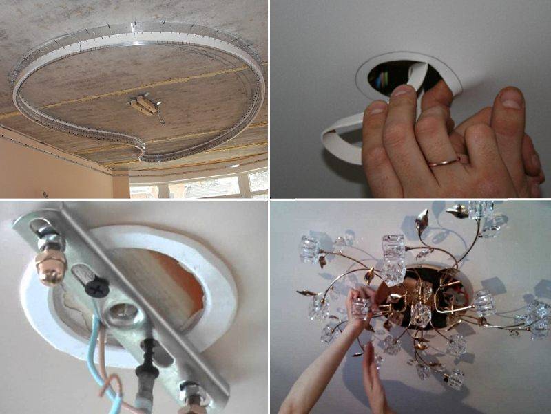 Как повесить люстру на натяжной потолок самому правильно - без крюка и на него
