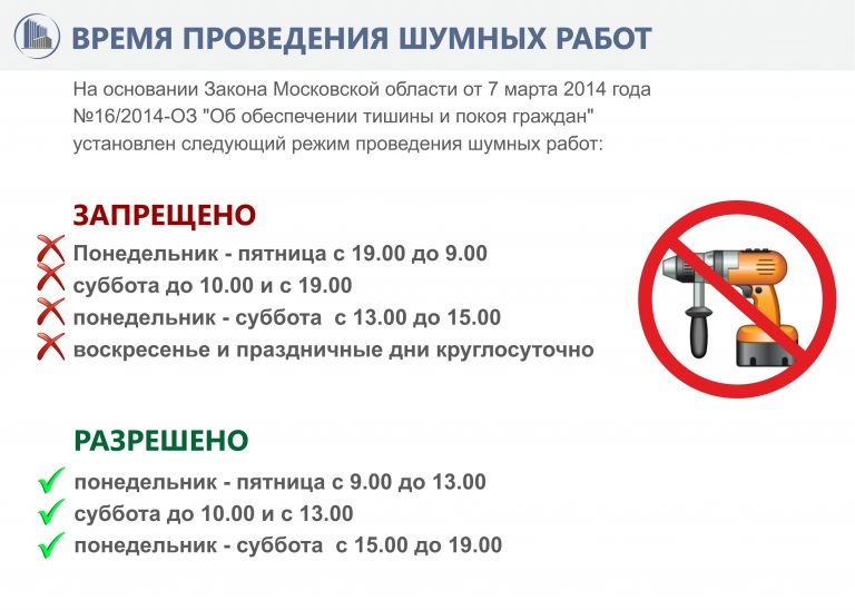 Разрешенное время для ремонта в квартире по закону российской федерации