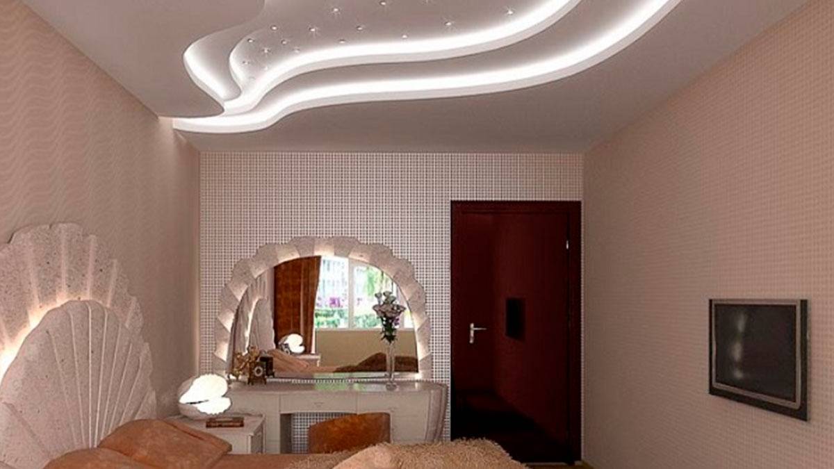 Потолки из гипсокартона: фото двухуровневых и многоуровневых подвесных конструкций, красивый дизайн гостиных