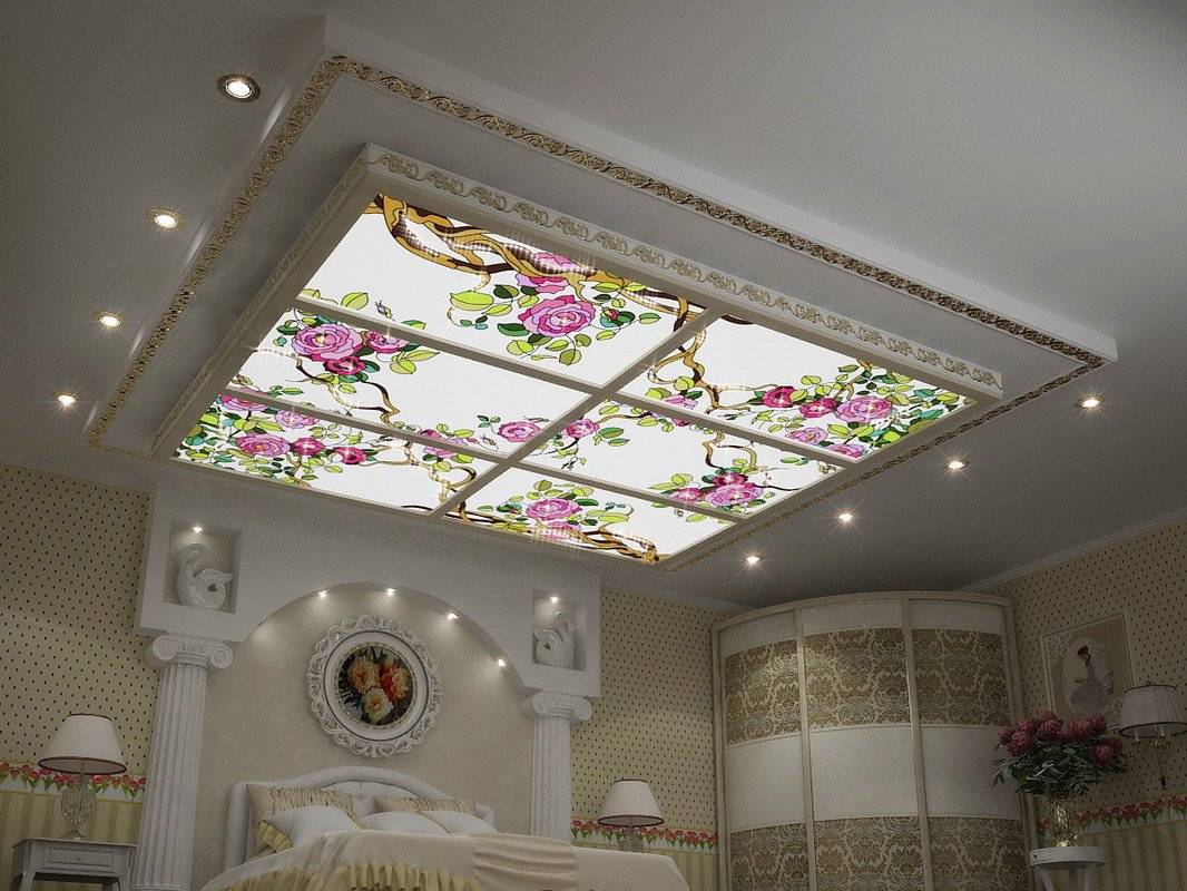 Витражные потолки с подсветкой: какой витраж на потолок сделать, потолочные витражи, виды, монтаж