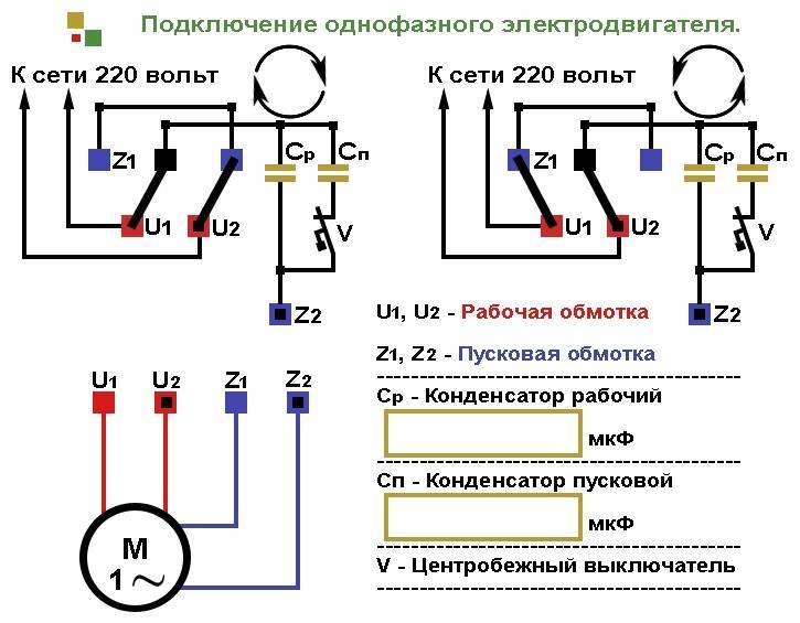 Схема реверса электродвигателя на 220в