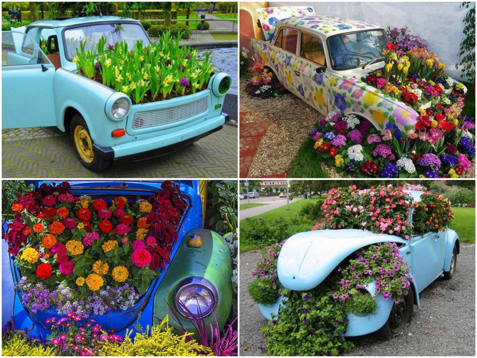 Клумба для цветов в виде машины