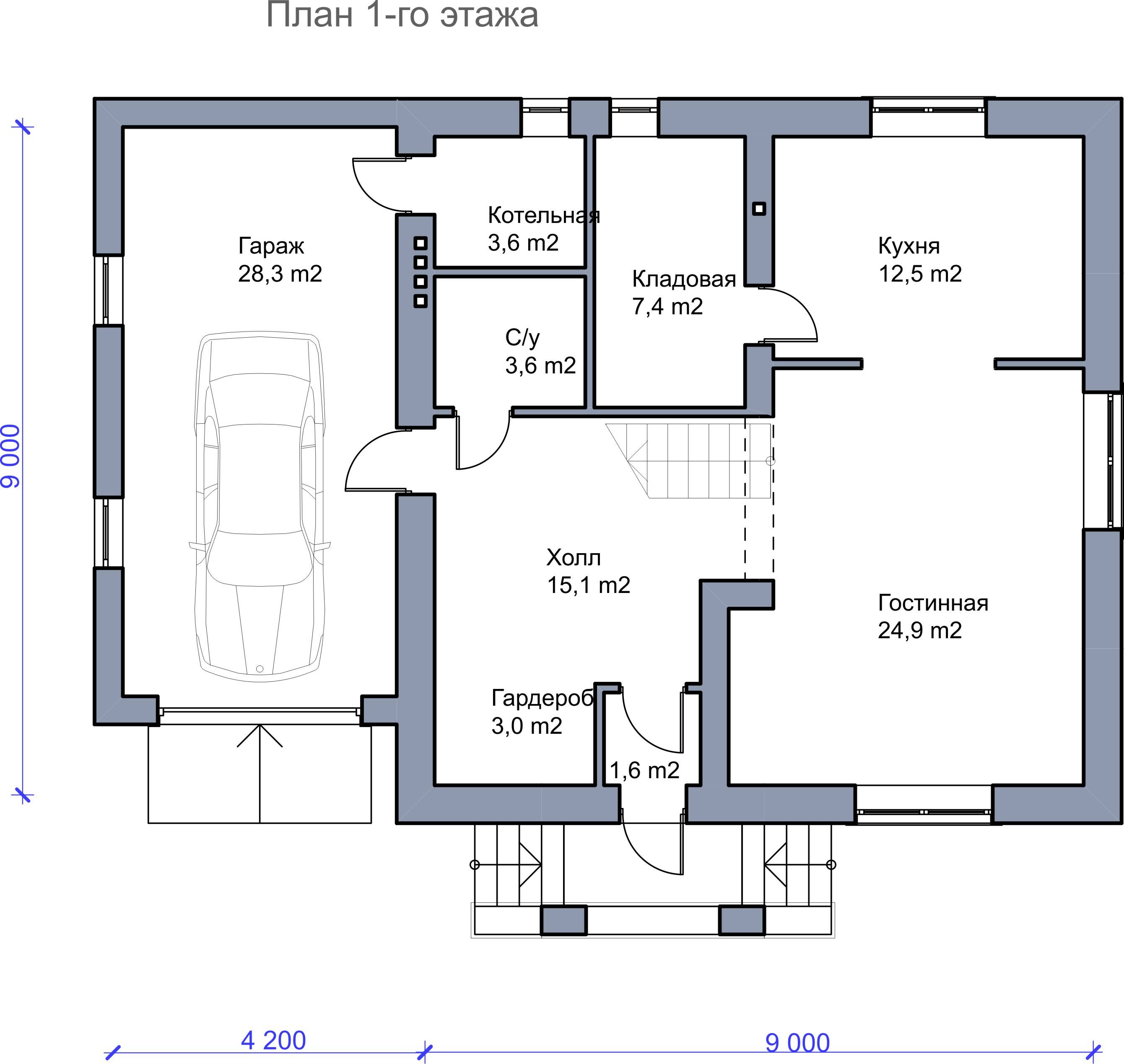 Планы и чертежи одноэтажных домов с мансардой