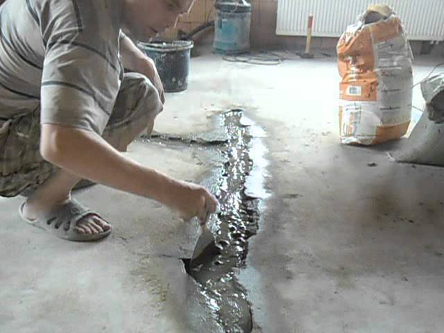Ремонт бетонного пола - трещины, выбоины, обеспыливание.