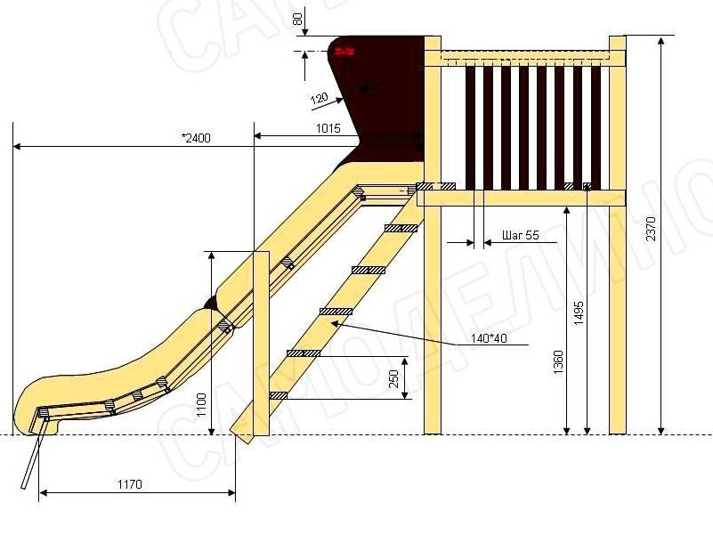 Чертеж горки деревянной