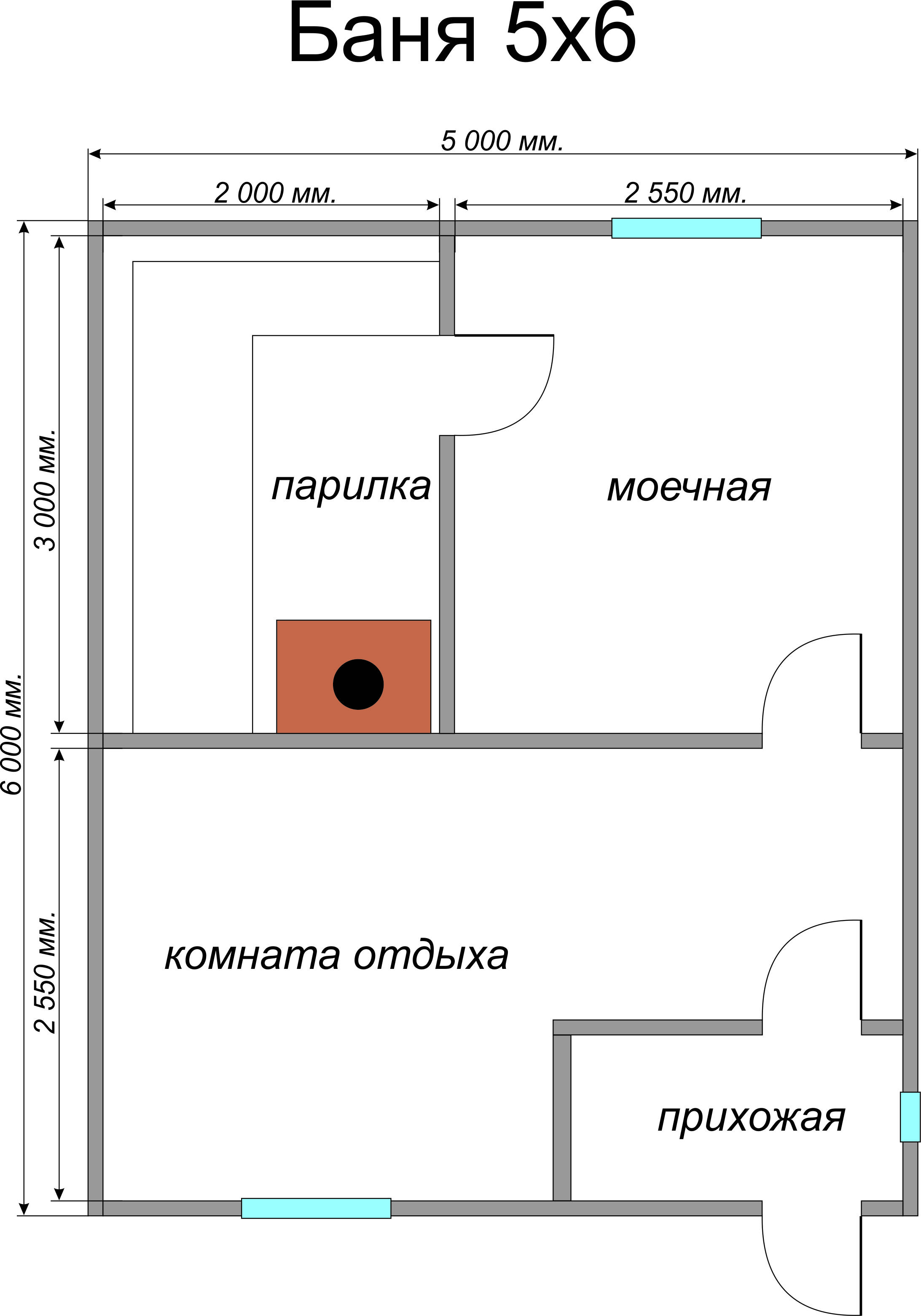 Баня размером 3 на 4: внутренняя планировка, фото